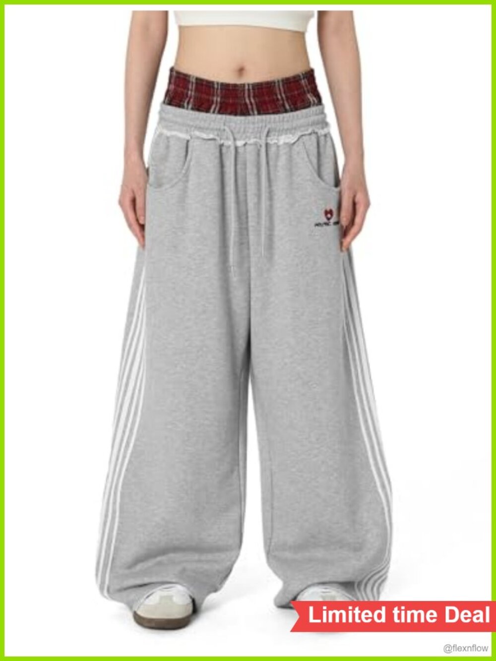 Baggy Wide Leg Sweatpants Double Waisted Streetwear Y2K Casual Trouser